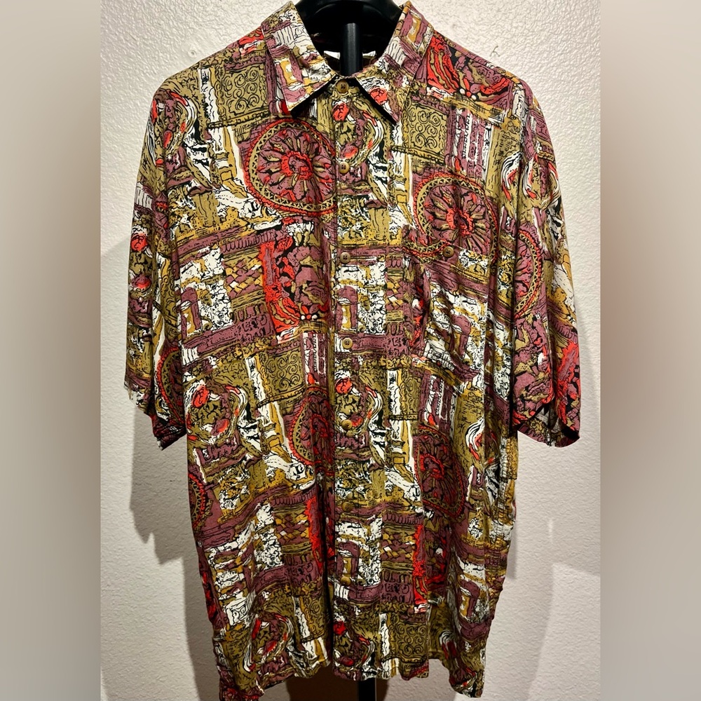 Vintage Functionals Abstract Pattern Short Sleeve Button Shirt - Size L (Men’s)